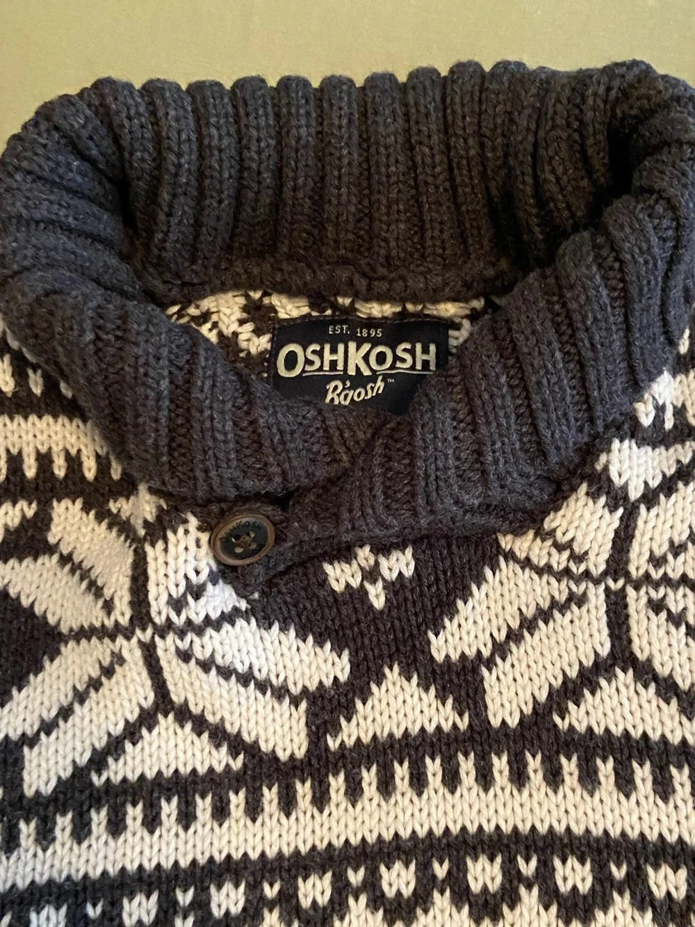 Toddler boys grey and white sweater